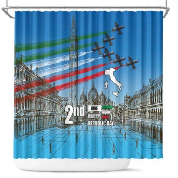 Italy Republic Day Shower Curtain Festa della Repubblica with Frecce Tricolori LT17