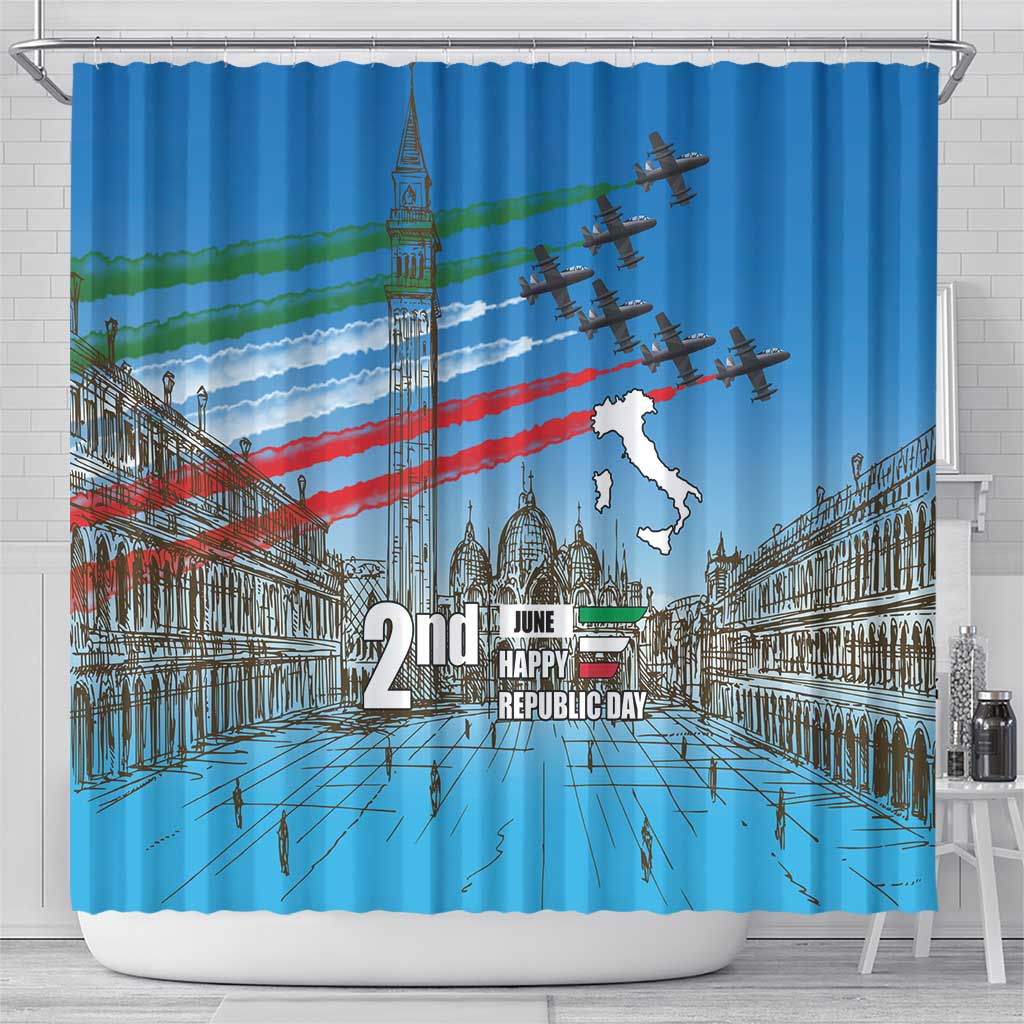 Italy Republic Day Shower Curtain Festa della Repubblica with Frecce Tricolori LT17