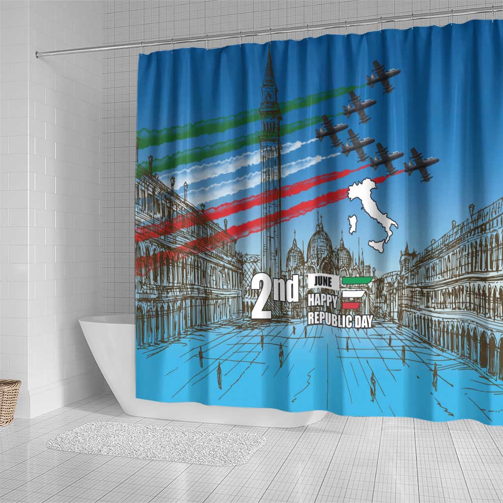 Italy Republic Day Shower Curtain Festa della Repubblica with Frecce Tricolori LT17