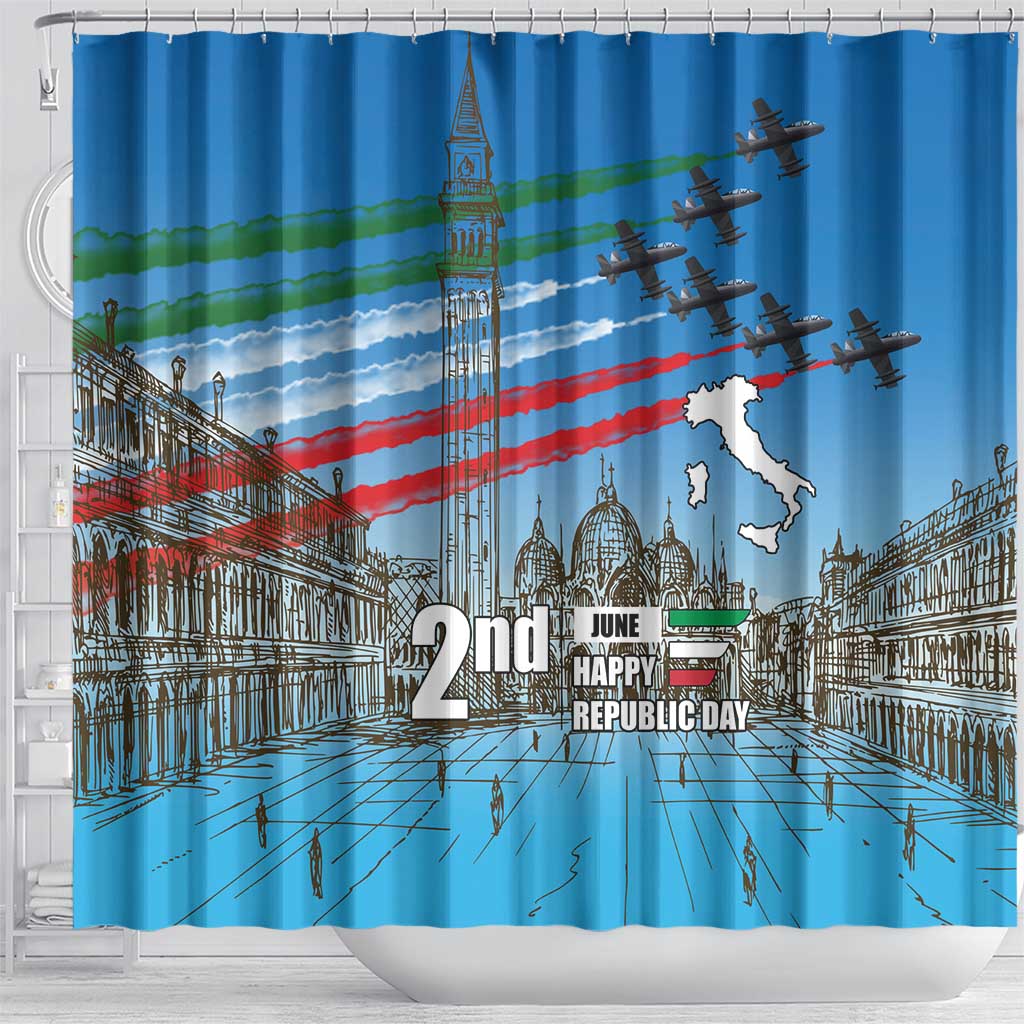 Italy Republic Day Shower Curtain Festa della Repubblica with Frecce Tricolori LT17