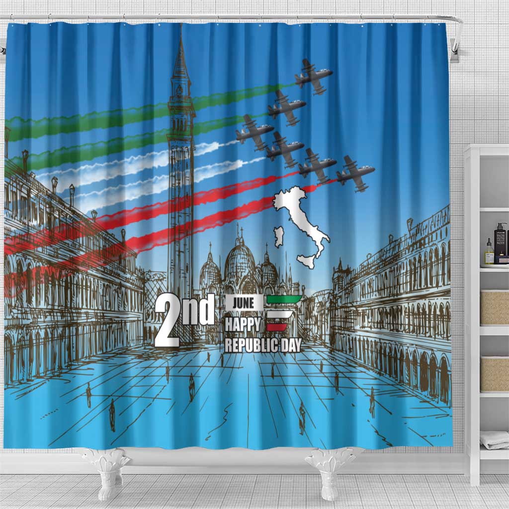Italy Republic Day Shower Curtain Festa della Repubblica with Frecce Tricolori LT17