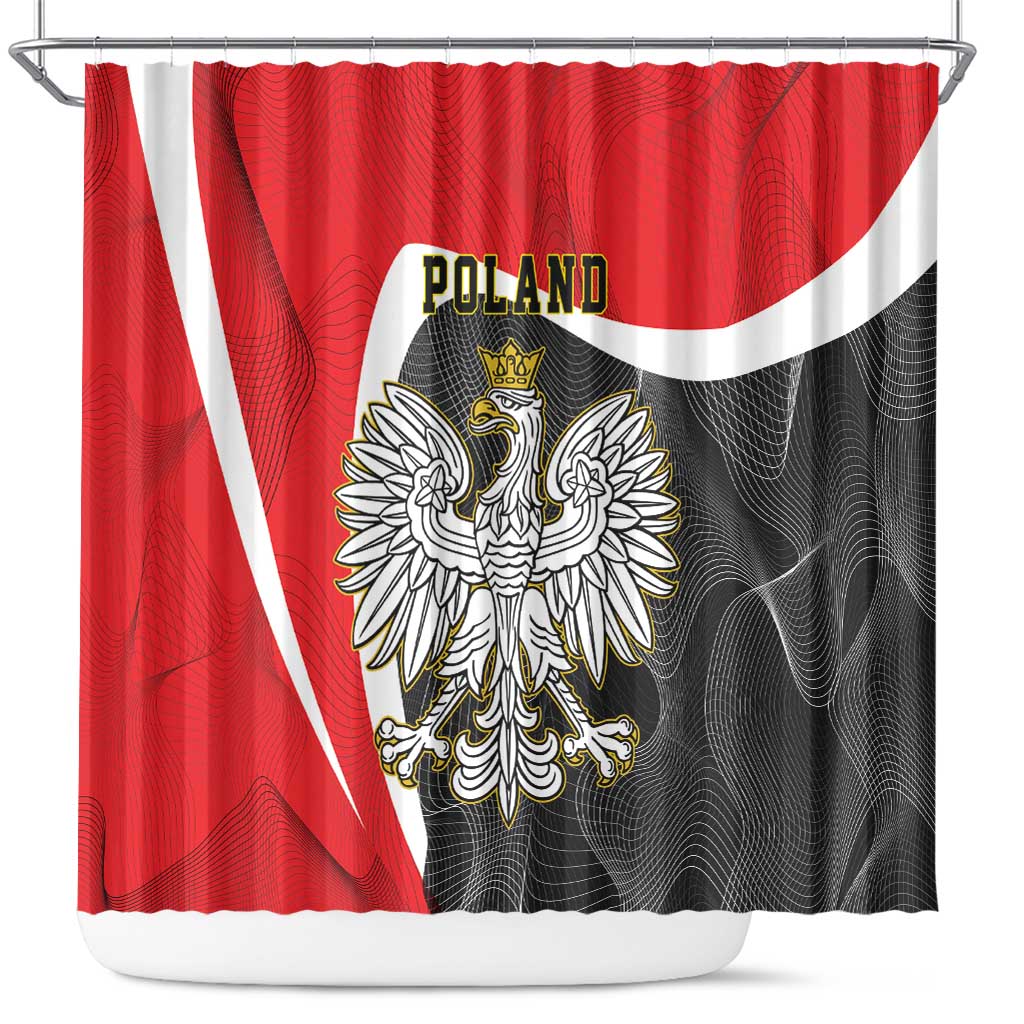 Poland White Crowned Eagle Shower Curtain Rzeczpospolita Polska LT17