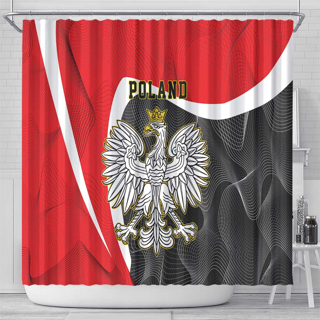 Poland White Crowned Eagle Shower Curtain Rzeczpospolita Polska LT17