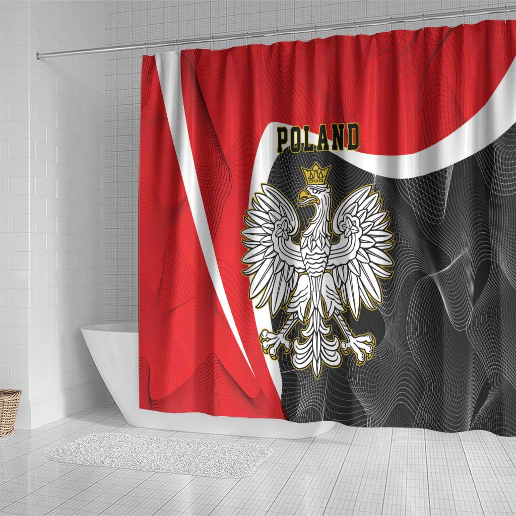 Poland White Crowned Eagle Shower Curtain Rzeczpospolita Polska LT17