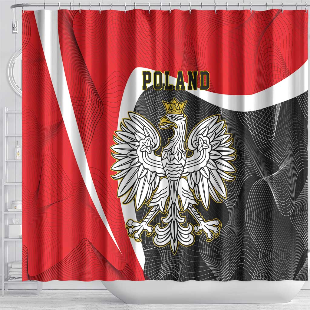 Poland White Crowned Eagle Shower Curtain Rzeczpospolita Polska LT17