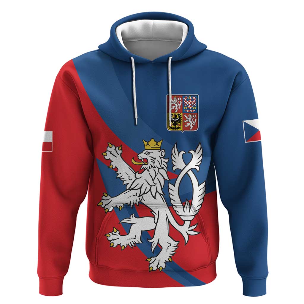 Personalized Czech Republic Coat of Arms Hoodie Statni Znak Ceske Republiky - Silver Double-tailed Lion LT17