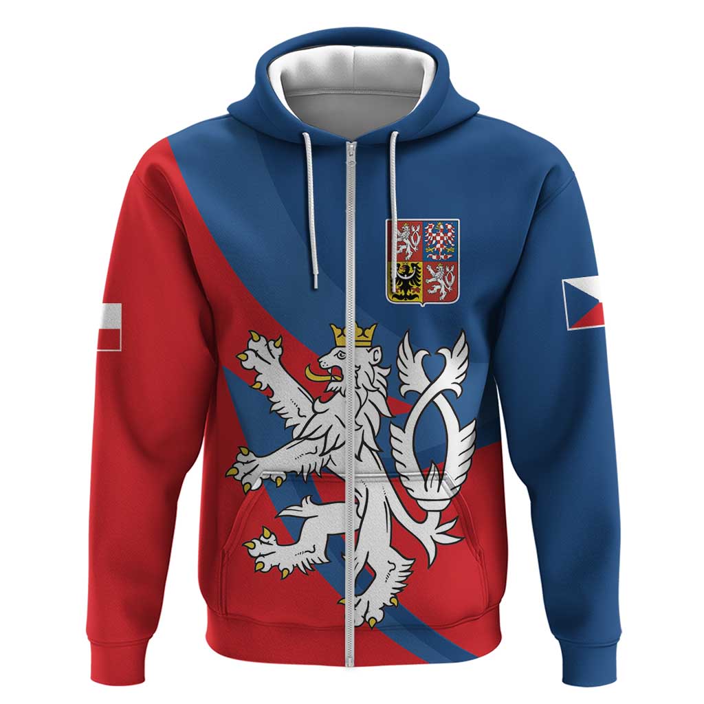 Personalized Czech Republic Coat of Arms Hoodie Statni Znak Ceske Republiky - Silver Double-tailed Lion LT17