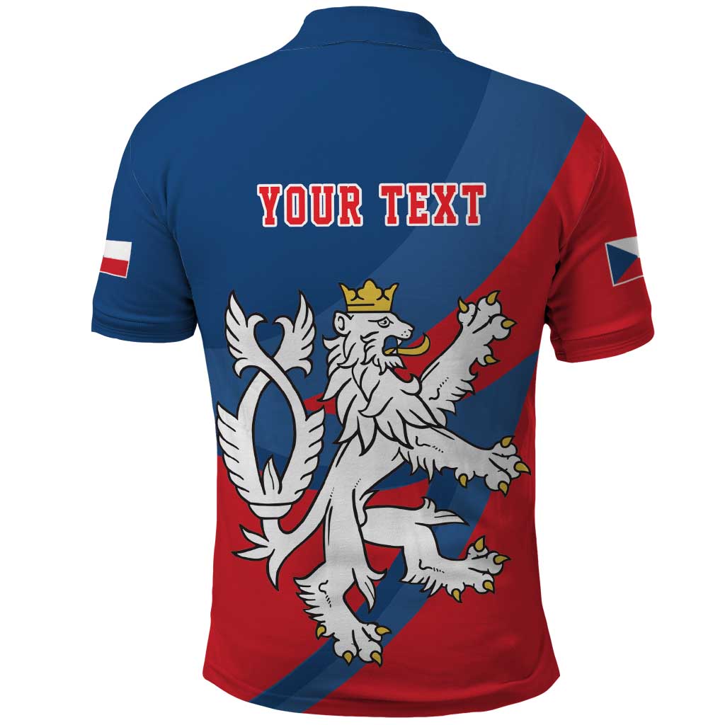 Personalized Czech Republic Coat of Arms Polo Shirt Statni Znak Ceske Republiky - Silver Double-tailed Lion LT17