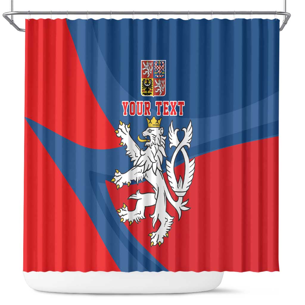 Personalized Czech Republic Coat of Arms Shower Curtain Statni Znak Ceske Republiky - Silver Double-tailed Lion LT17