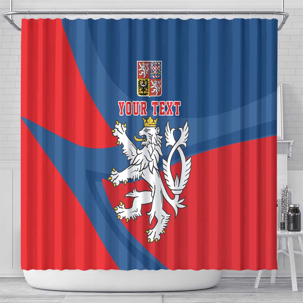 Personalized Czech Republic Coat of Arms Shower Curtain Statni Znak Ceske Republiky - Silver Double-tailed Lion LT17