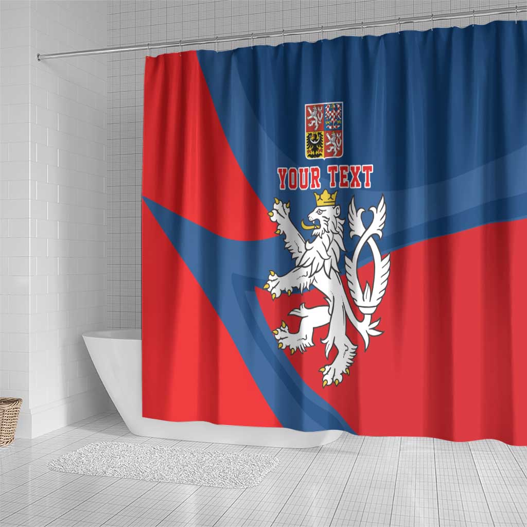 Personalized Czech Republic Coat of Arms Shower Curtain Statni Znak Ceske Republiky - Silver Double-tailed Lion LT17