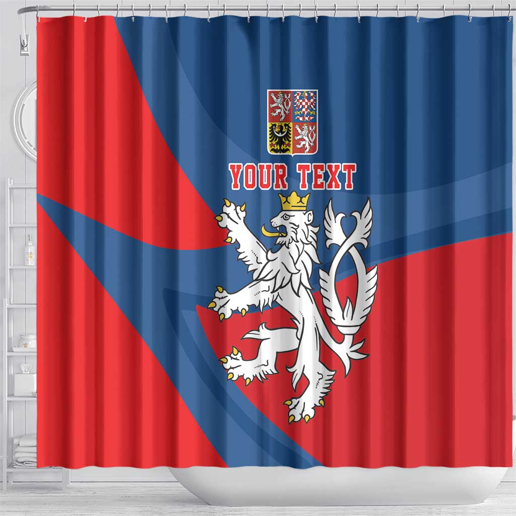 Personalized Czech Republic Coat of Arms Shower Curtain Statni Znak Ceske Republiky - Silver Double-tailed Lion LT17