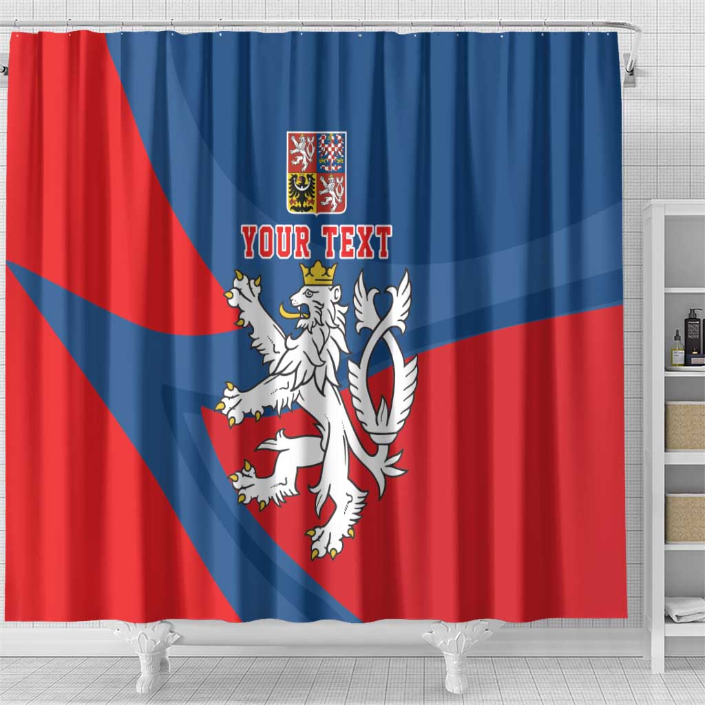 Personalized Czech Republic Coat of Arms Shower Curtain Statni Znak Ceske Republiky - Silver Double-tailed Lion LT17