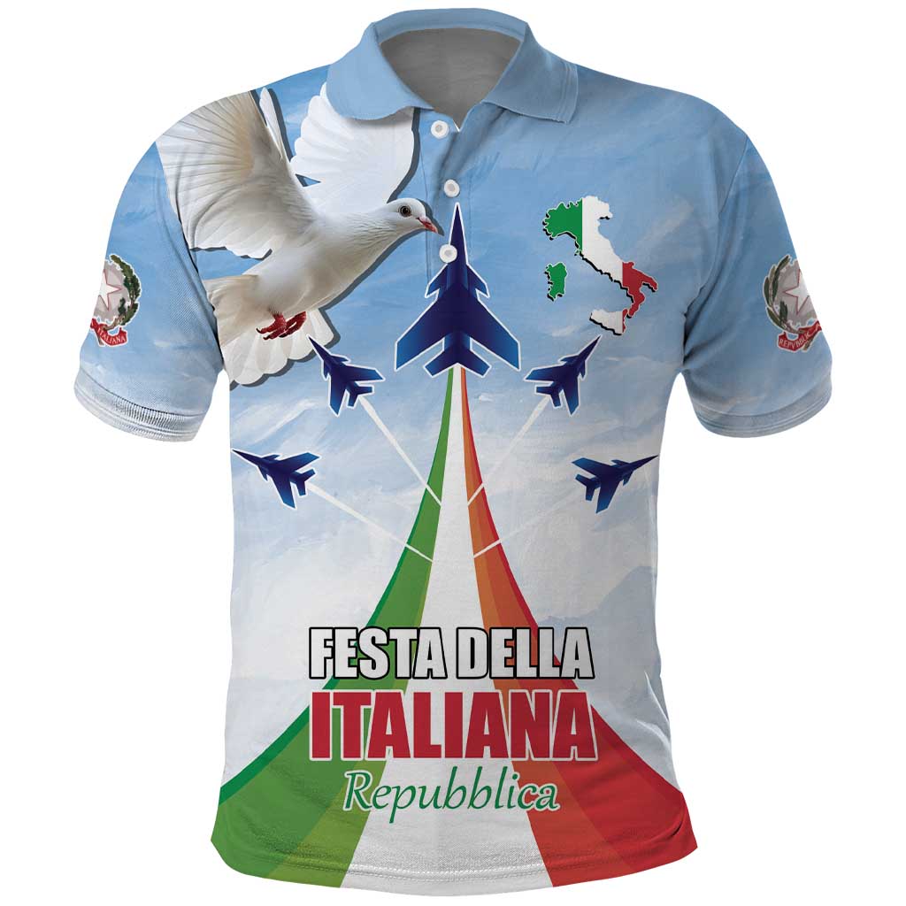 Italy Festa della Repubblica Polo Shirt Frecce Tricolori with Dove LT17
