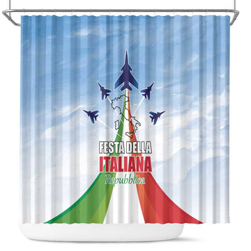 Italy Festa della Repubblica Shower Curtain Frecce Tricolori with Dove LT17