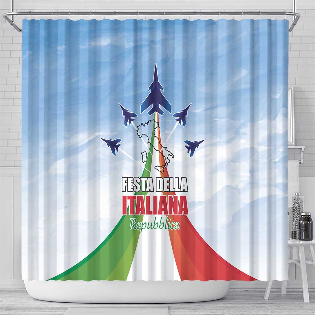 Italy Festa della Repubblica Shower Curtain Frecce Tricolori with Dove LT17