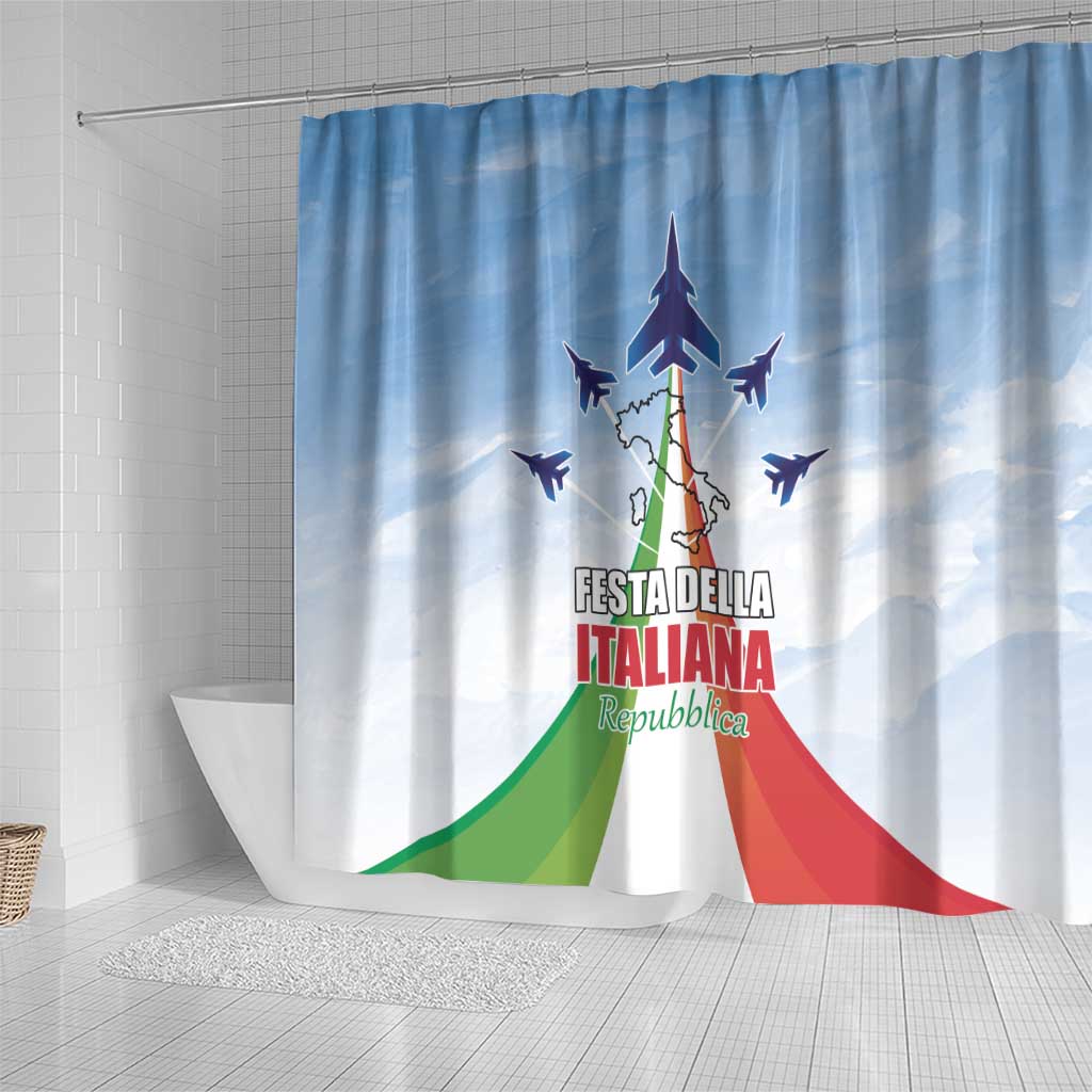 Italy Festa della Repubblica Shower Curtain Frecce Tricolori with Dove LT17