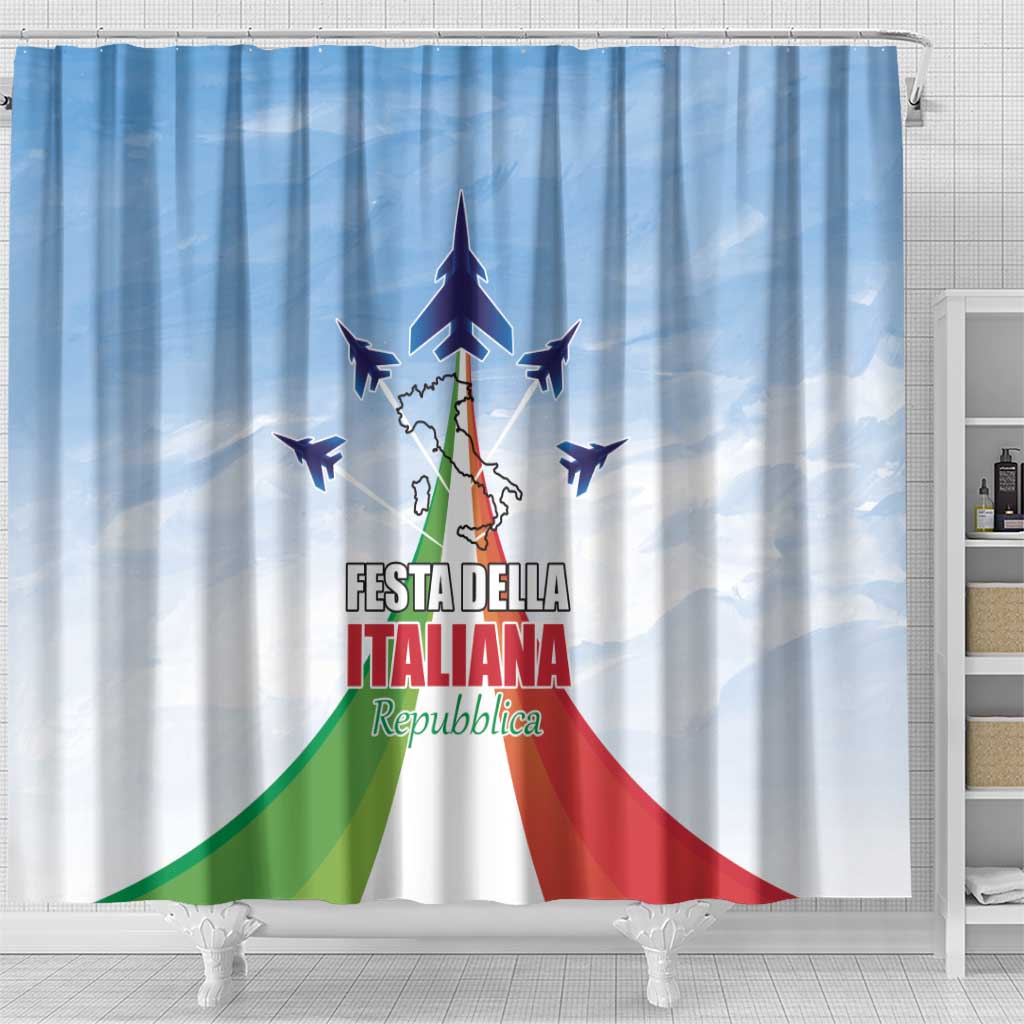 Italy Festa della Repubblica Shower Curtain Frecce Tricolori with Dove LT17