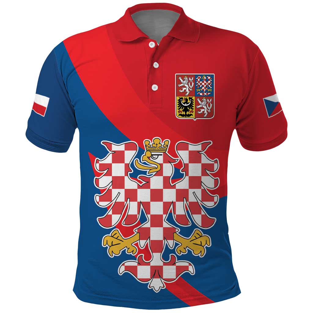 Personalized Coat of Arms of Moravia Polo Shirt Gold-crowned White Red Checkered Eagle LT17