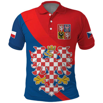 Personalized Coat of Arms of Moravia Polo Shirt Gold-crowned White Red Checkered Eagle LT17
