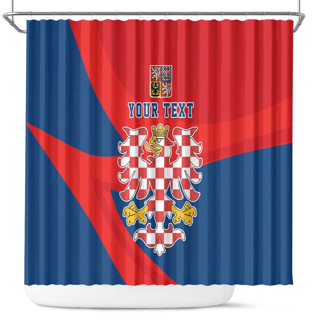Personalized Coat of Arms of Moravia Shower Curtain Gold-crowned White Red Checkered Eagle LT17