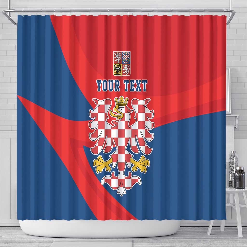 Personalized Coat of Arms of Moravia Shower Curtain Gold-crowned White Red Checkered Eagle LT17
