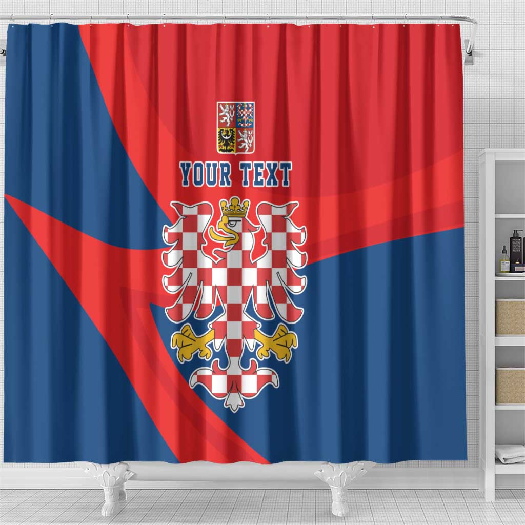 Personalized Coat of Arms of Moravia Shower Curtain Gold-crowned White Red Checkered Eagle LT17
