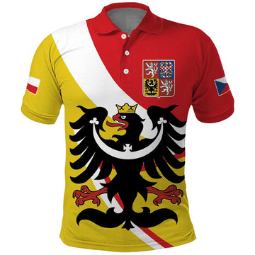 Personalized Coat of Arms of Silesia Polo Shirt Black Eagle with Silver Crescent LT17