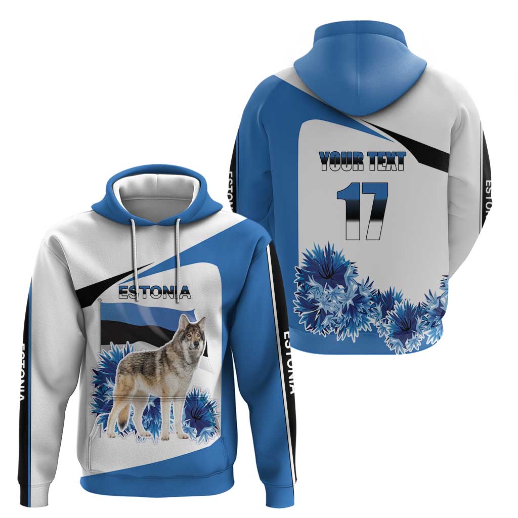 Estonia Grey Wolf and Cornflower Hoodie Estonia Flag LT17