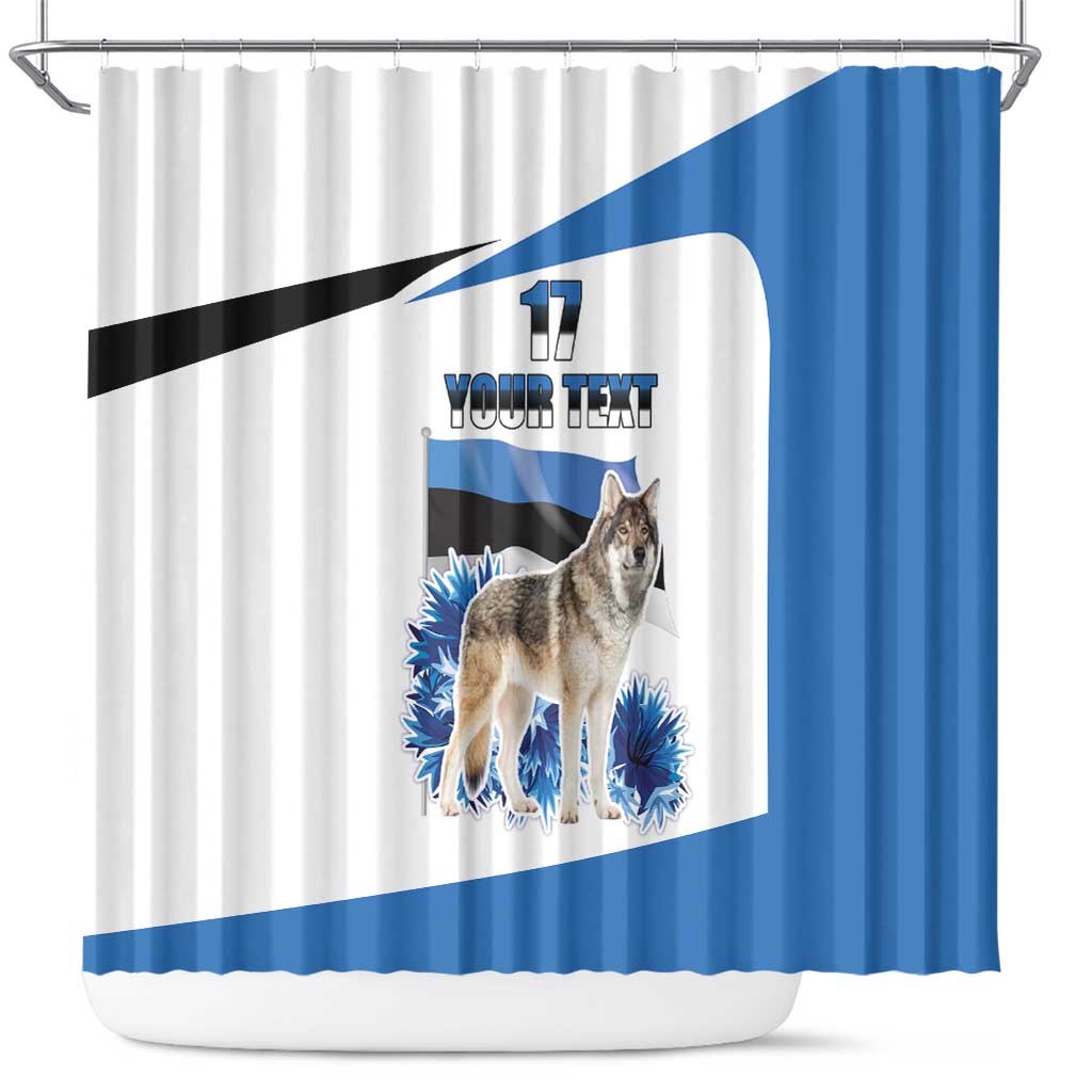 Estonia Grey Wolf and Cornflower Shower Curtain Estonia Flag LT17
