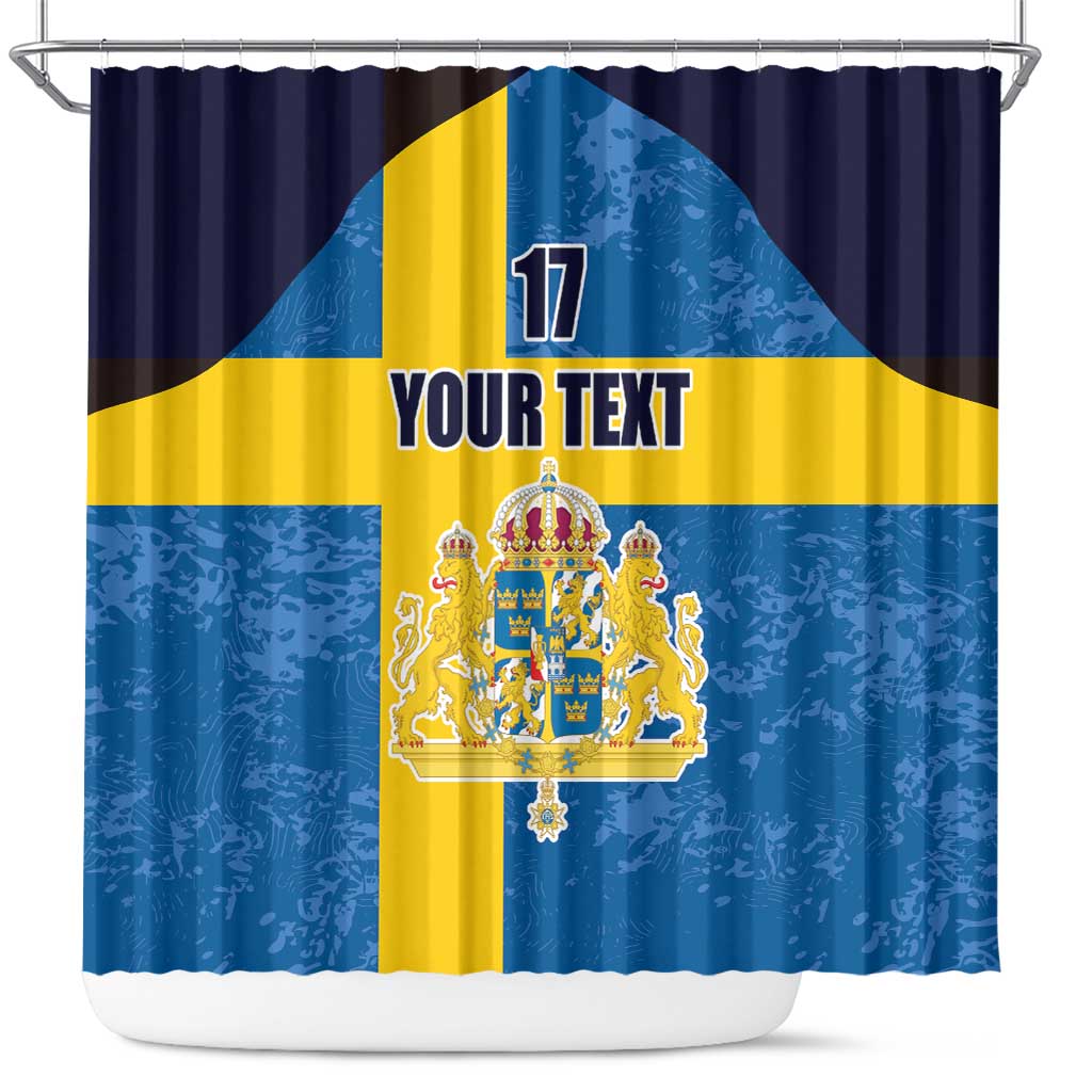 Custom Sweden Flag and Coat of arms Shower Curtain Three Crowns of Sweden LT17