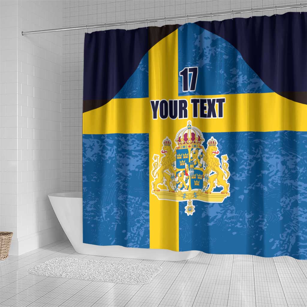 Custom Sweden Flag and Coat of arms Shower Curtain Three Crowns of Sweden LT17