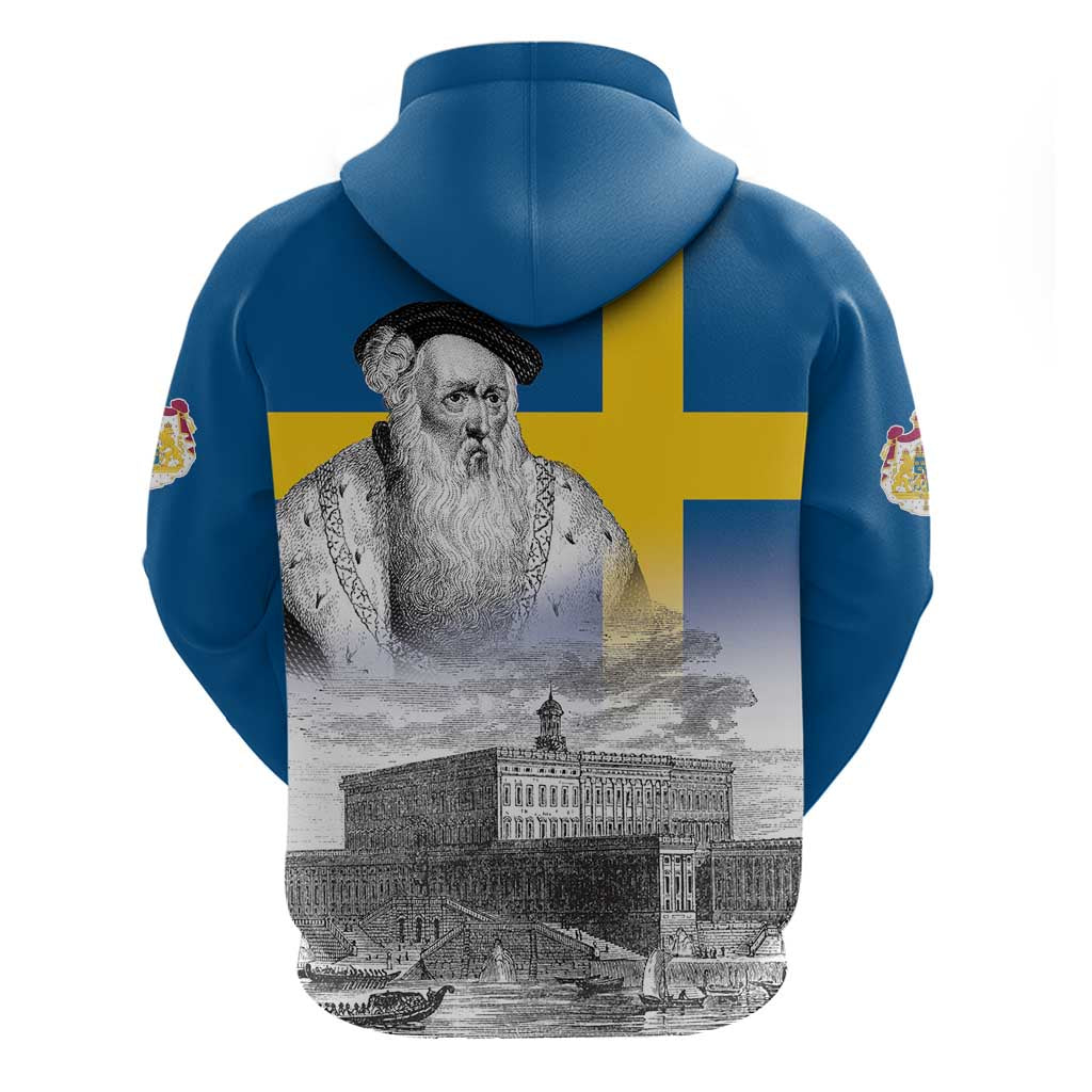 Sweden Sveriges Nationaldag Hoodie King Gustav Vasa with Stockholm Slott LT17
