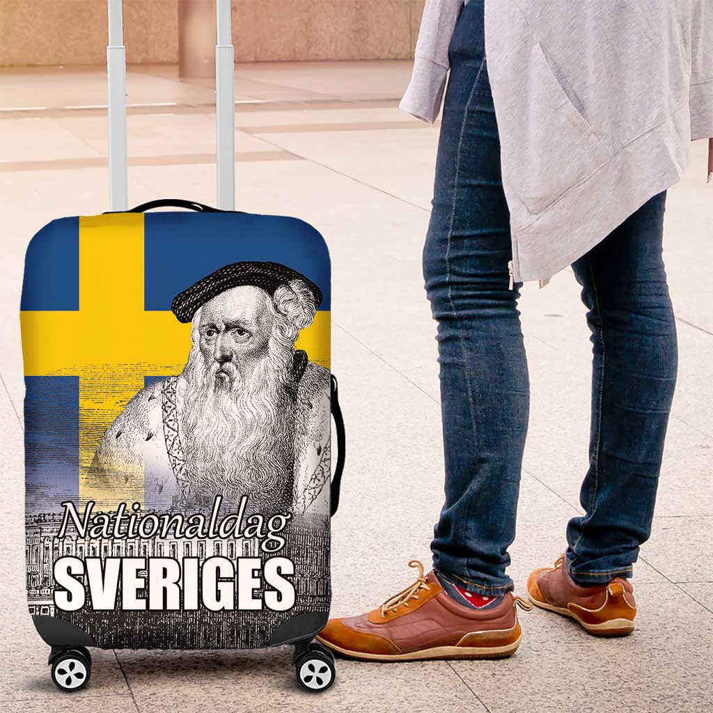Sweden Sveriges Nationaldag Luggage Cover King Gustav Vasa with Stockholm Slott LT17