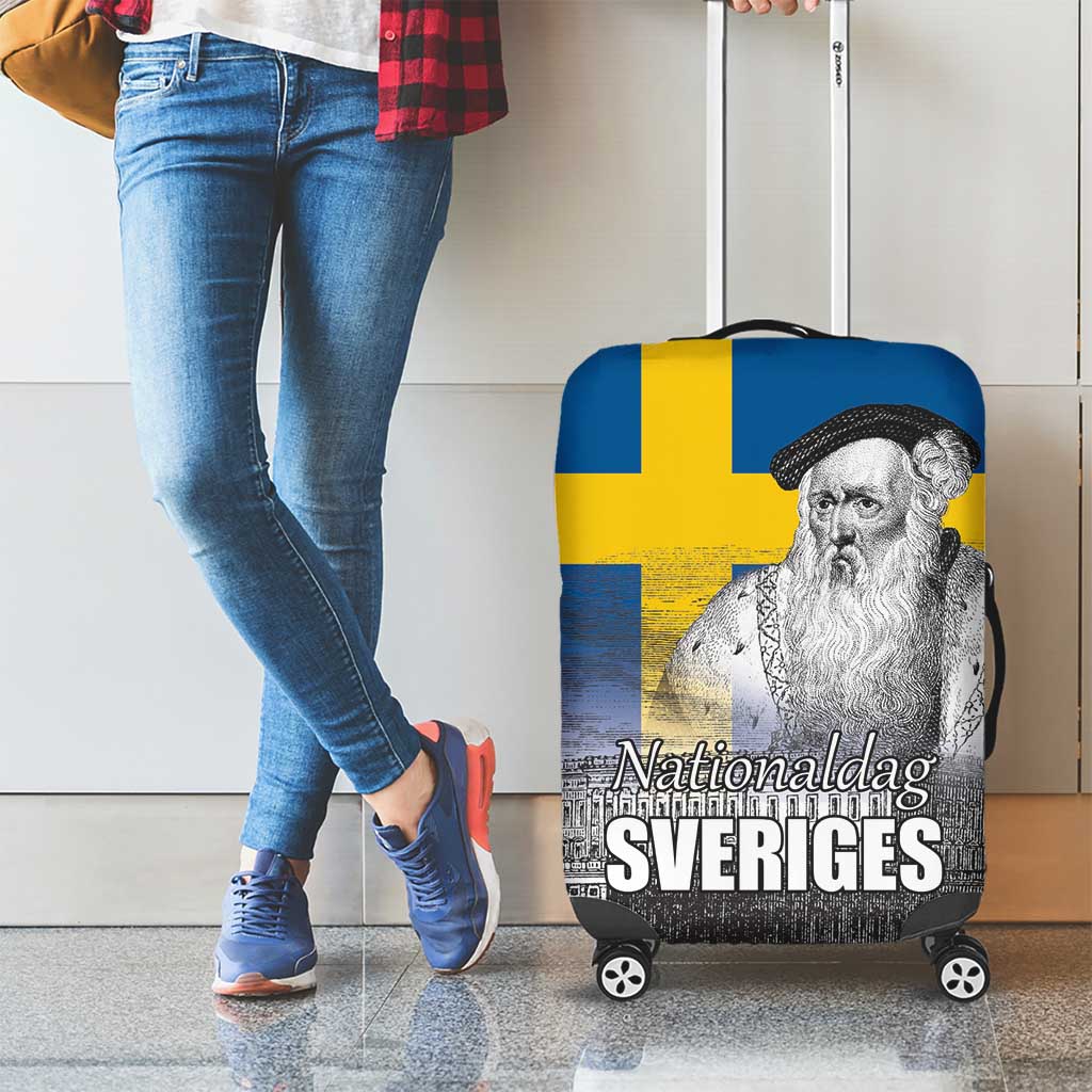 Sweden Sveriges Nationaldag Luggage Cover King Gustav Vasa with Stockholm Slott LT17