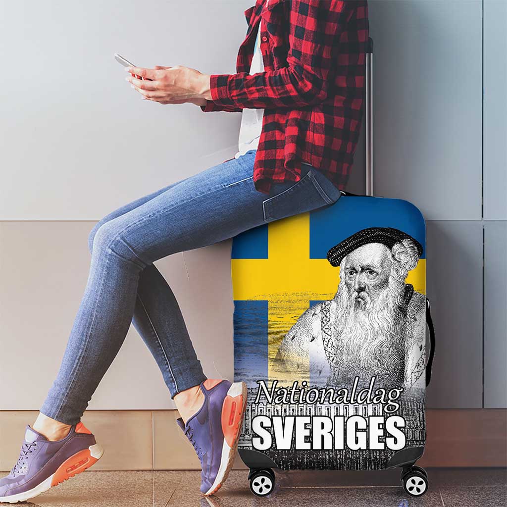 Sweden Sveriges Nationaldag Luggage Cover King Gustav Vasa with Stockholm Slott LT17