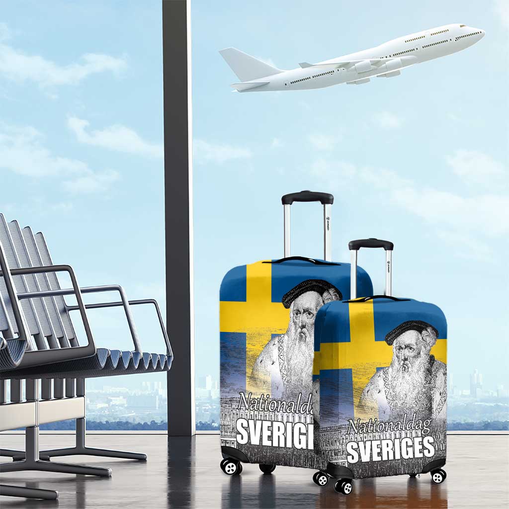 Sweden Sveriges Nationaldag Luggage Cover King Gustav Vasa with Stockholm Slott LT17