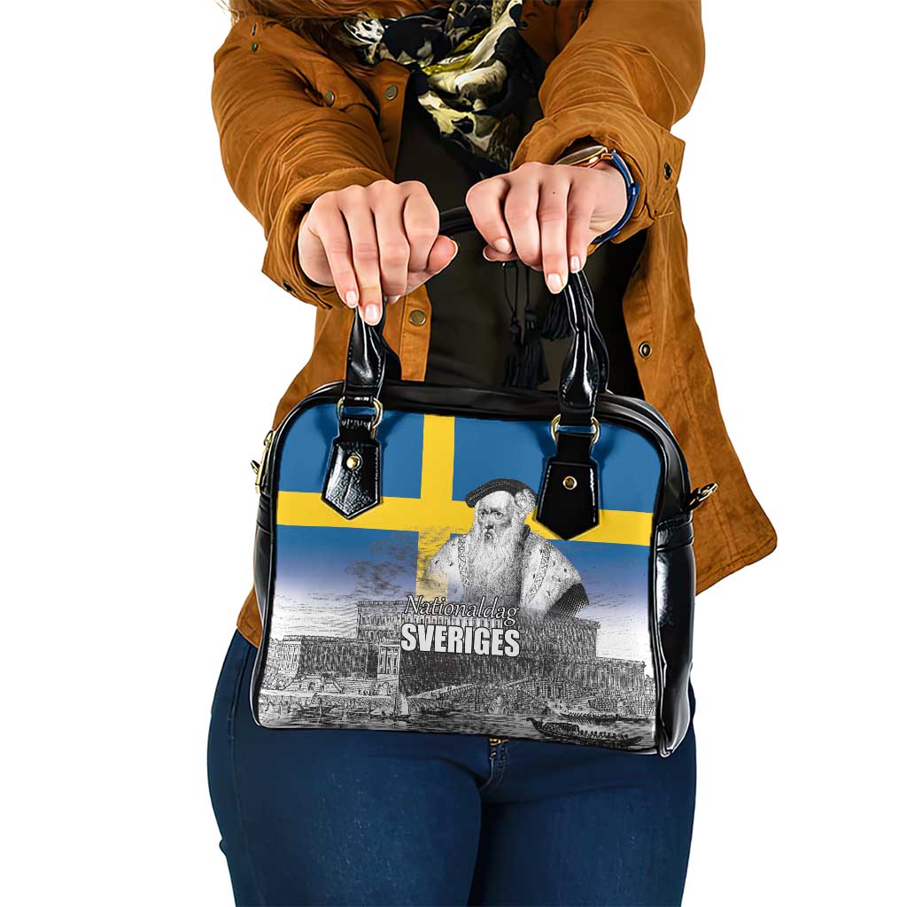 Sweden Sveriges Nationaldag Shoulder Handbag King Gustav Vasa with Stockholm Slott LT17