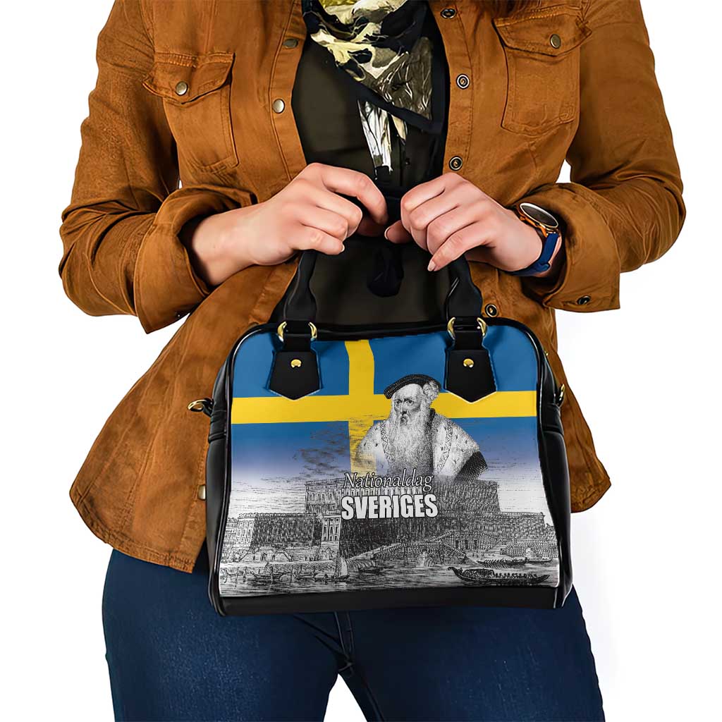 Sweden Sveriges Nationaldag Shoulder Handbag King Gustav Vasa with Stockholm Slott LT17