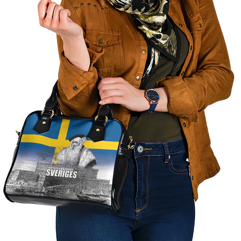 Sweden Sveriges Nationaldag Shoulder Handbag King Gustav Vasa with Stockholm Slott LT17