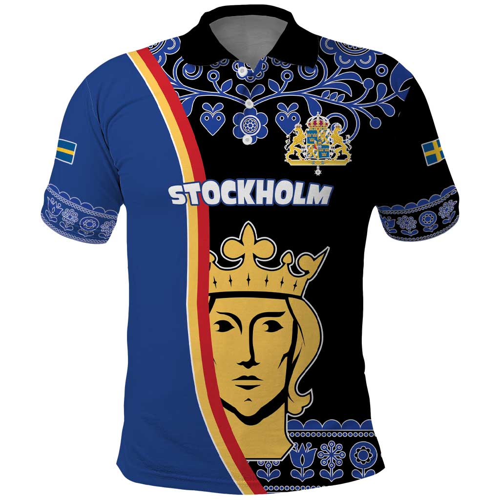 Kingdom of Sweden Stockholm County Polo Shirt Sweden Coat of arms of Stockholm LT17