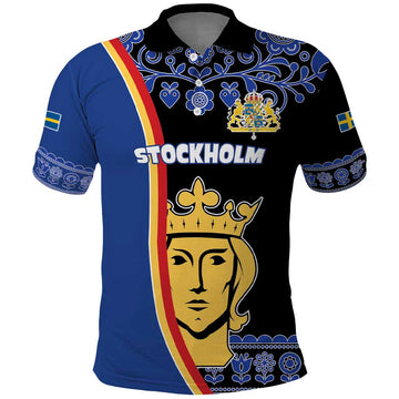 Kingdom of Sweden Stockholm County Polo Shirt Sweden Coat of arms of Stockholm LT17