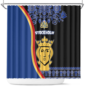 Kingdom of Sweden Stockholm County Shower Curtain Sweden Coat of arms of Stockholm LT17