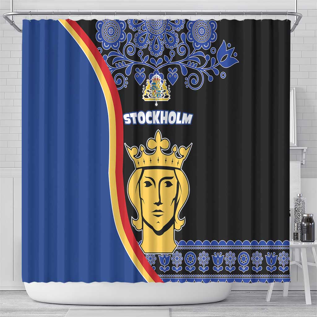 Kingdom of Sweden Stockholm County Shower Curtain Sweden Coat of arms of Stockholm LT17