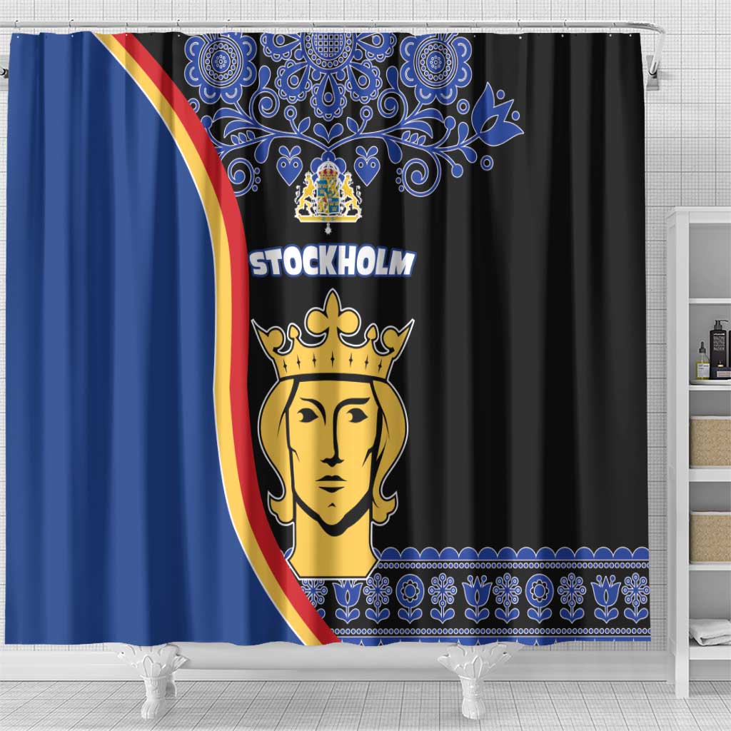 Kingdom of Sweden Stockholm County Shower Curtain Sweden Coat of arms of Stockholm LT17