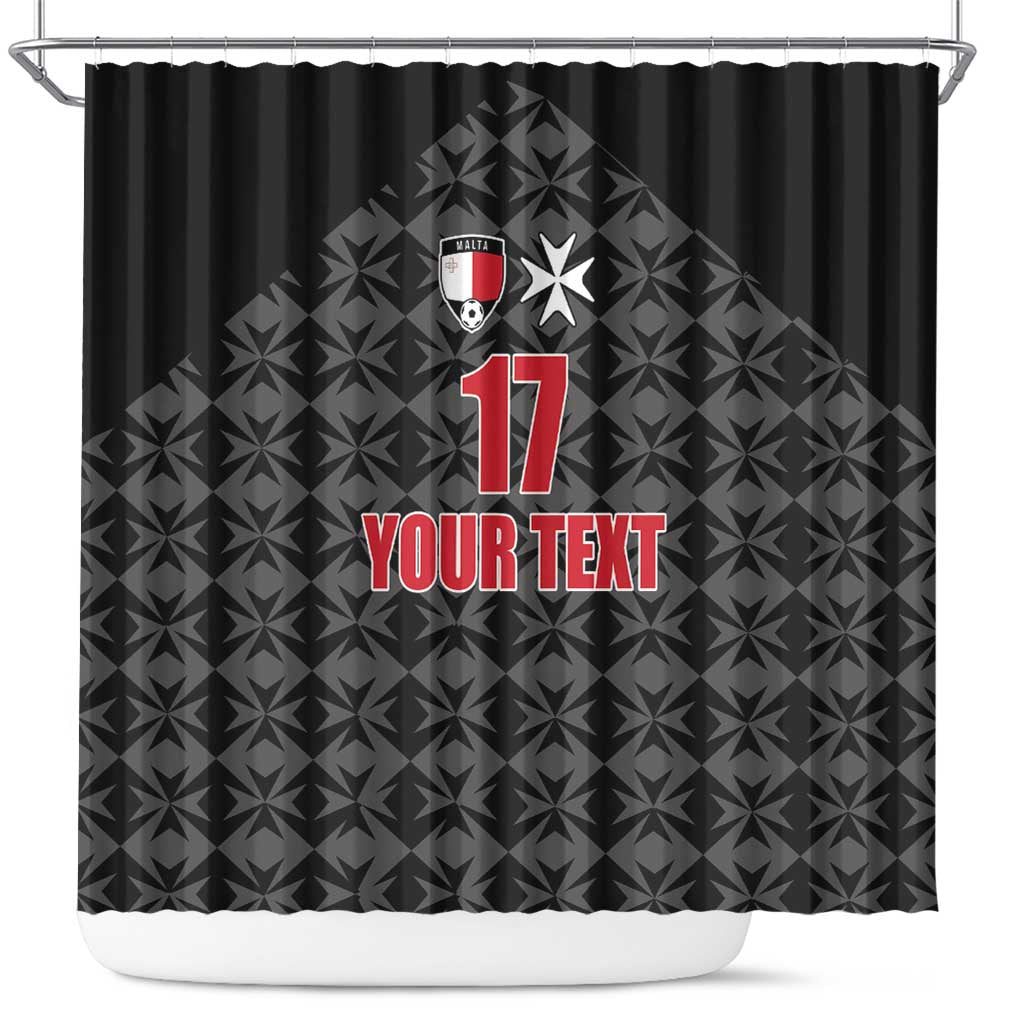 Custom Malta Football Jersey Go Champions Shower Curtain Black Style LT17