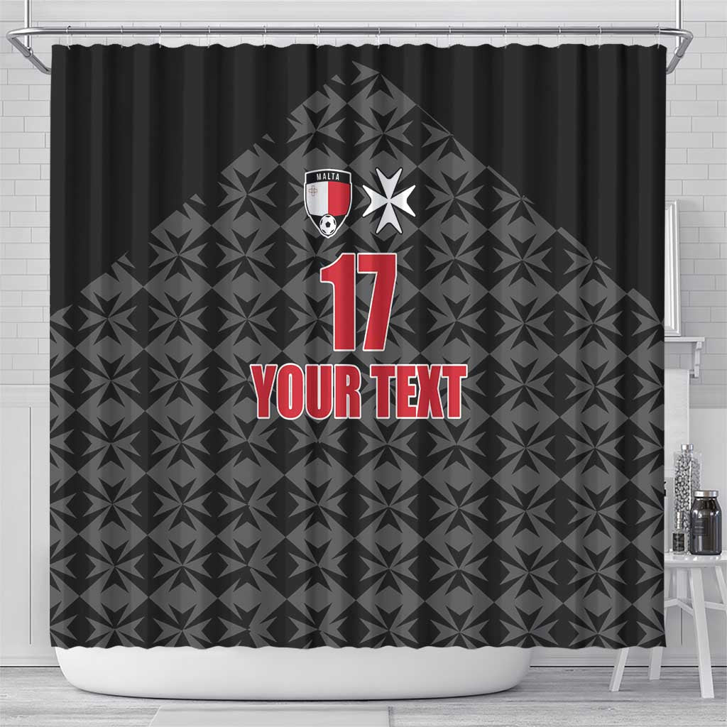 Custom Malta Football Jersey Go Champions Shower Curtain Black Style LT17