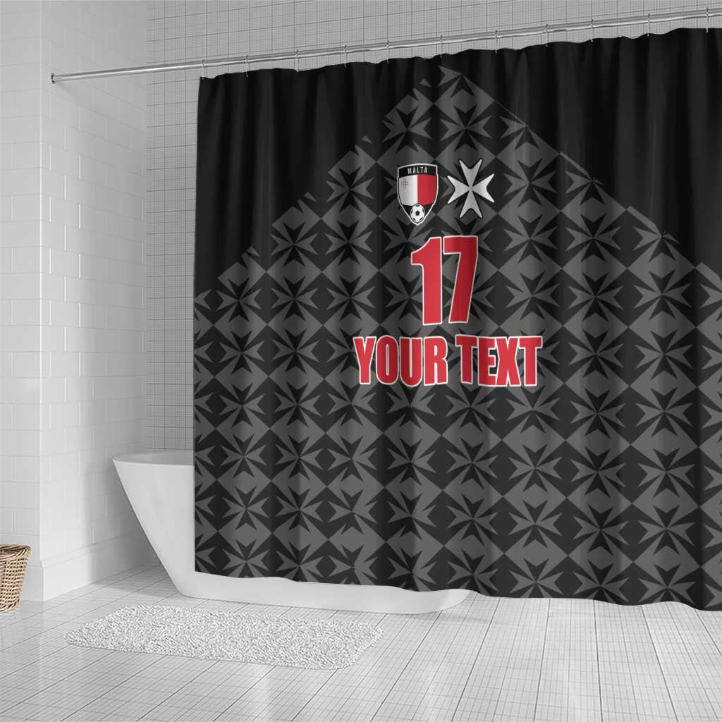 Custom Malta Football Jersey Go Champions Shower Curtain Black Style LT17