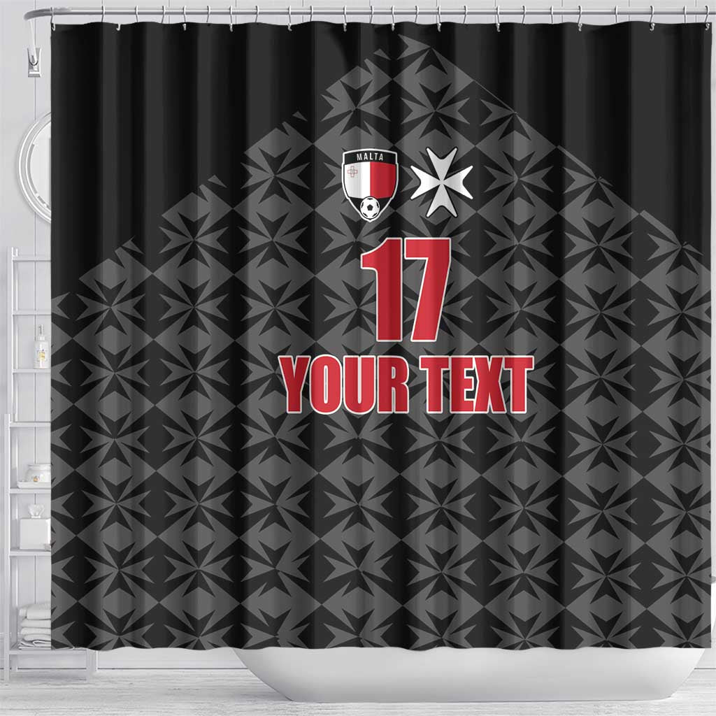 Custom Malta Football Jersey Go Champions Shower Curtain Black Style LT17