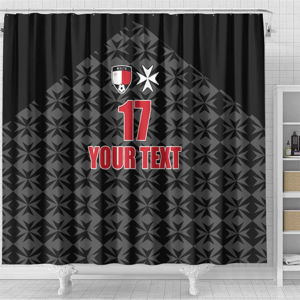Custom Malta Football Jersey Go Champions Shower Curtain Black Style LT17